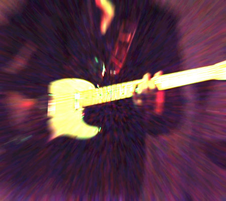 sound explosion from a rock guitarist's instrumentの写真素材
