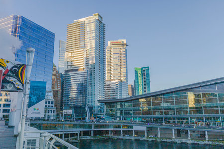 Vancouver Jan 1 2025. CanadaSkyline Waterfront Cityscapeのeditorial素材