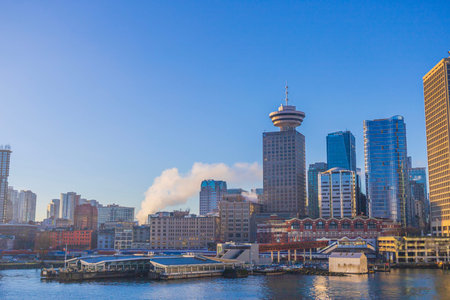 Vancouver Jan 1 2025. CanadaSkyline Waterfront Cityscapeのeditorial素材