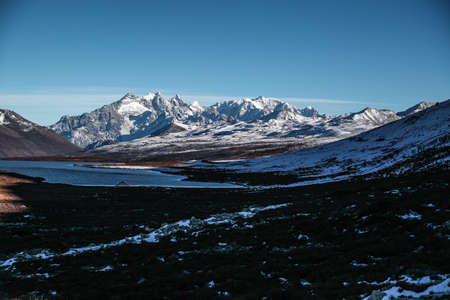 Scenery in the winter, Kangding, Szechuanの写真素材