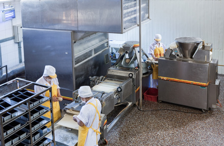 Workers in the food production factoryのeditorial素材