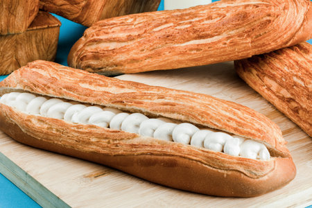 Breads with cream on the table