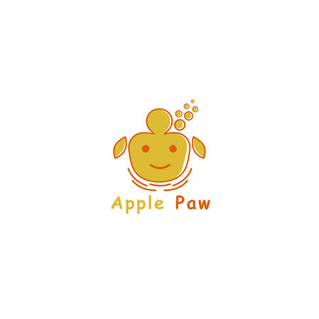 Graphic illustrations with apple objects combined with paw puppet characters and can be used to design a small business logo or clothing design.のイラスト素材