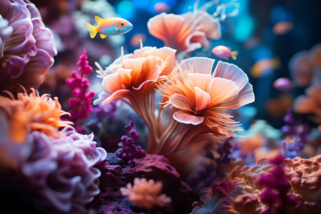 Beautiful coral reef in the aquarium. Underwater world. Underwater world.の素材