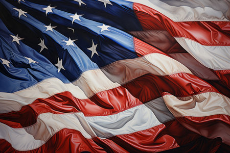 American flag waving in the wind. 3d rendering. United States of America.の素材