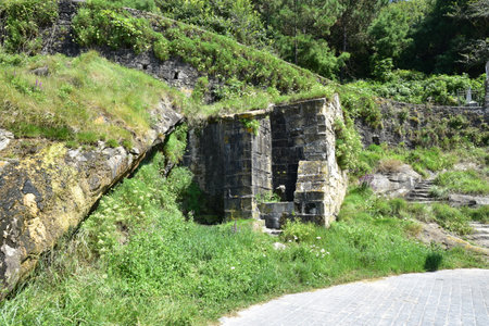 Old abandoned wall in the mountainの写真素材
