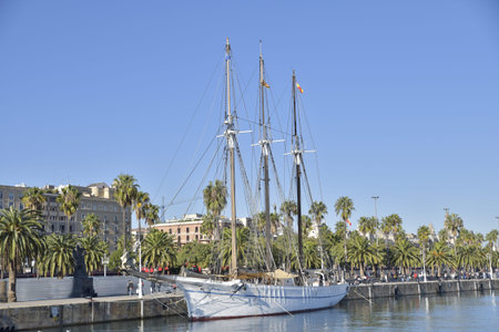 Sailboat in the port of Barcelona.