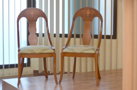 Two chairs in the room, vintage style, soft focus, spainの写真素材