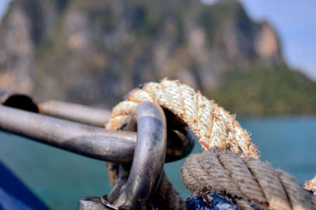rope on the boatの写真素材