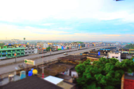 Bangkok city morning - blur with colorfulの写真素材
