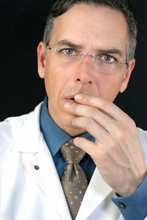 Close-up of a concerned Doctor の写真素材
