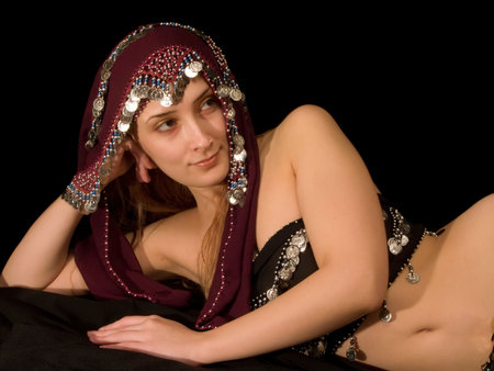 y girl on a black backgroundの写真素材