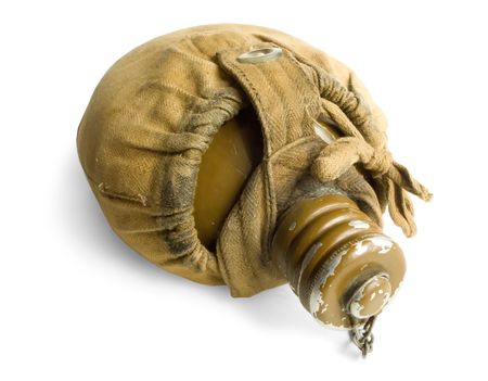 Old military flask on a white background の写真素材