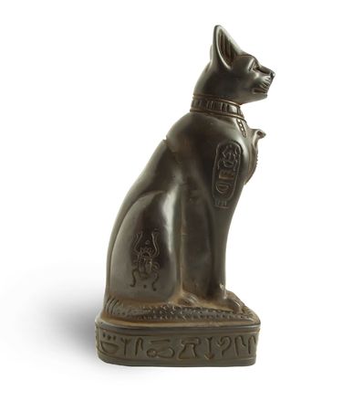 Stone Egyptian cats on a white background の写真素材