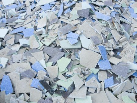 Blue Ceramic tile on Garbage dump. backgroundの写真素材