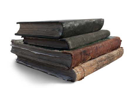 19st century old books. Isolated over white の写真素材