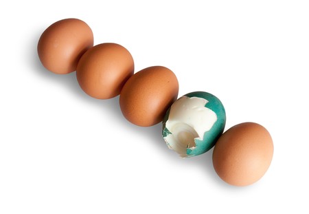 five simple eggs. Isolated with pathの写真素材