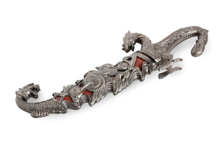 Vintage dagger in his own scabbard isolated on white