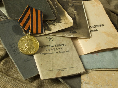 Old army bag and antiques army documents 