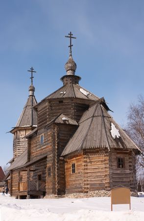 Wooden church at Suzdal in winter. Russiaの写真素材