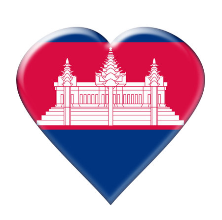 Icon of Cambodia national flag. Illustration on white backgroundの写真素材