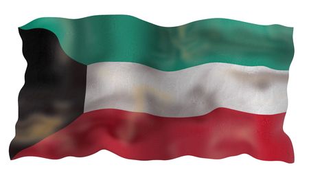 Vintage Kuwait national flag. Illustration on white backgroundの写真素材