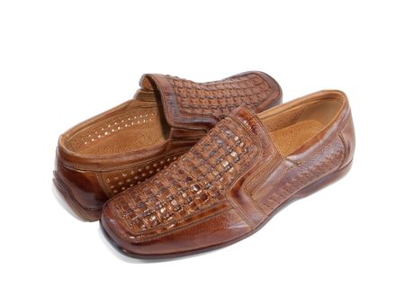 Brown shoes isolated on  white backgroundの写真素材
