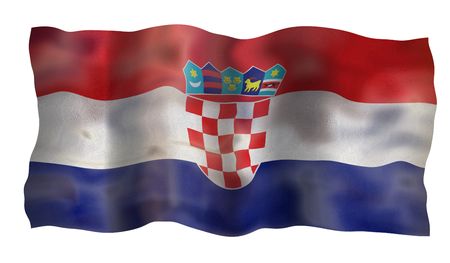 Vintage Croatia national flag. Illustration on white backgroundの写真素材
