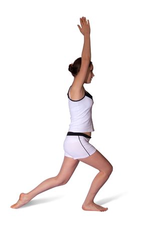 Beautiful girl doing yoga. Isolated  over white backgroundの写真素材