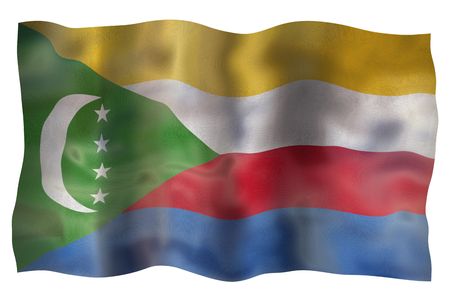 Vintage Flag of Comoros. Illustration over white backgroundの写真素材