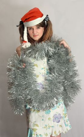 portrait of teenager girl dressed like Snow Maiden の写真素材