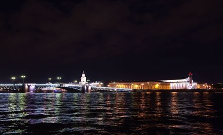 palace bridge. Night Photography Saint Petersburg city, nightlife の写真素材