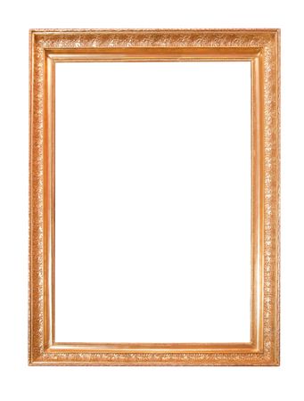 gold antique frame isolated on white background の写真素材