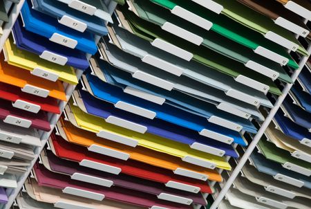 multi set of a colored papers in shopの写真素材