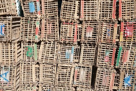 Background of many cane boxes for productsの写真素材