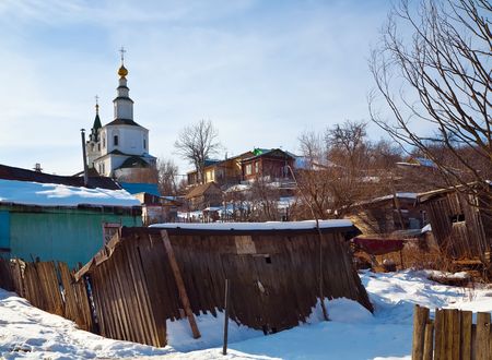 Old Vladimir street in spring day. Russiaの写真素材
