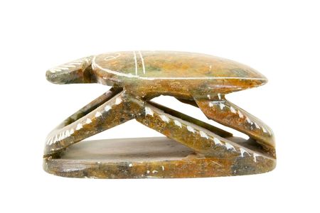 stone statue of  scarabaeus  - egyptian souvenir. Isolated over whiteの写真素材