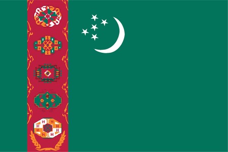 Turkmenistan national flag. Illustration on white backgroundのイラスト素材