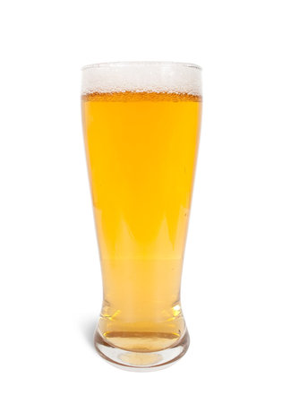Beer mug with fress beer on white