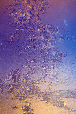 frosty natural pattern on winter window 