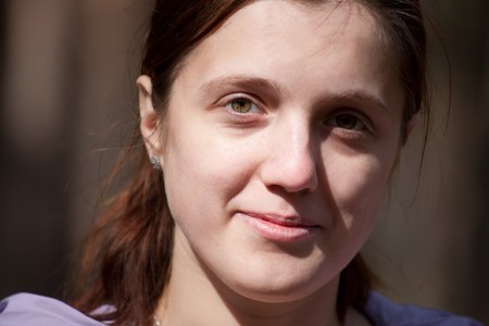 portrait of beauty brunette girl outdoor in springの写真素材