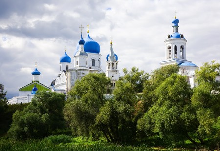 orthodoxy monastery in Bogolyubovo in summer day (Russia)の写真素材