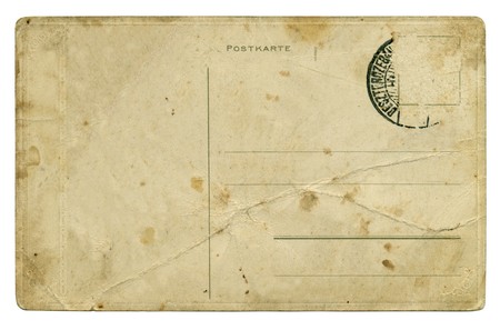 Reverse side of an old postal card over white backgroundの写真素材