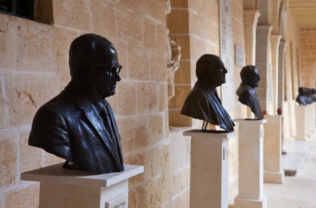 Busts of presidents in San Anton Palace (residence of president) at Attard. Maltaの写真素材