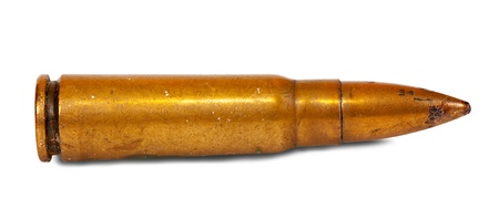  grunge automatic rifle  cartridge with bullet. Isolated over whiteの写真素材