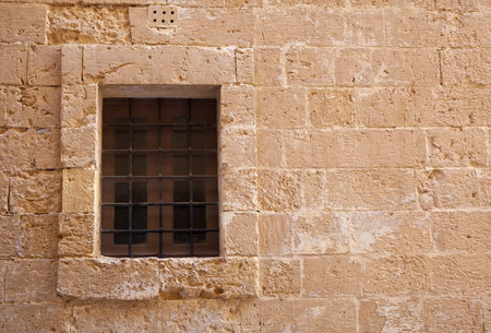 window with old lattice  in vintage wall