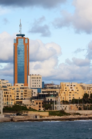 View of Paceville from sea side. Maltaの写真素材