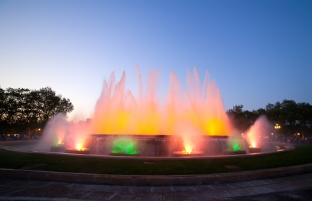 Magic fountain at Barcelona in evening. Spainの写真素材