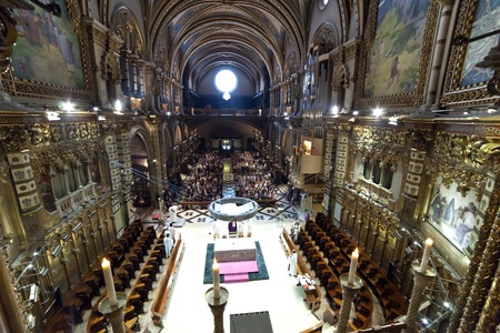 SANTA MARIA DE MONTSERRAT, SPAIN - APRIL 9 :  Interior of  Santa Maria de Montserrat church  on April 9, 2011, . Catalonia. Spainのeditorial素材
