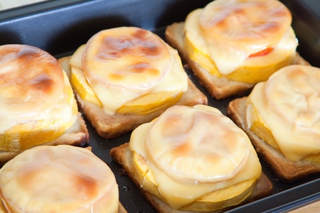 cooked baked stuffed vegetable marrow.See in series stages of cooking of stuffed vegetable marrowの写真素材